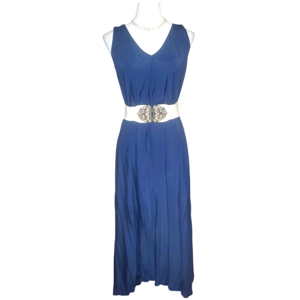 Soft Surroundings Navy Blue Lightweight Free-form Maxi Dress